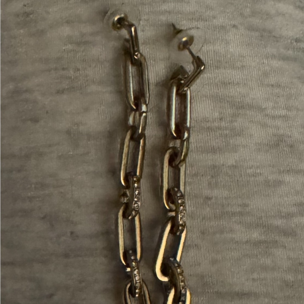 Gold Chain Link Earrings.  2 inches long.